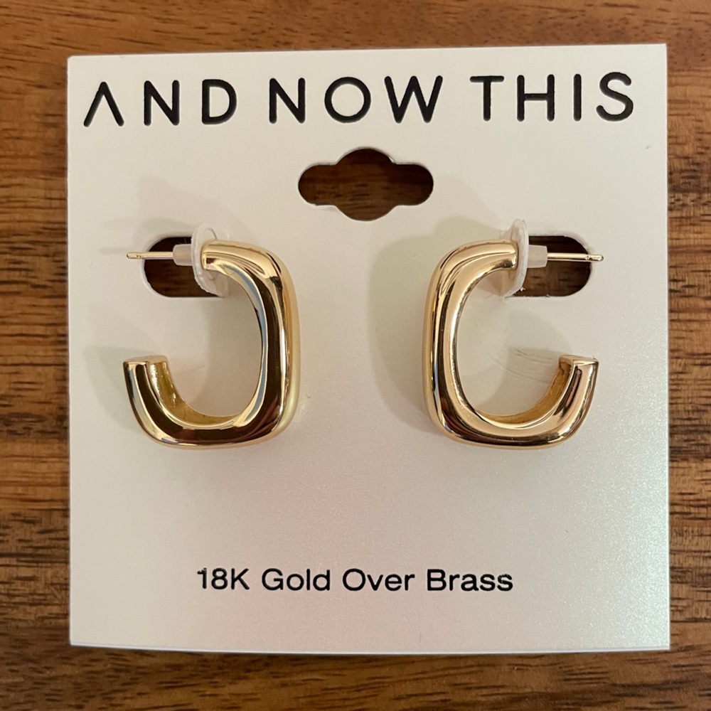 18k Gold over Brass square earrings by And Now This